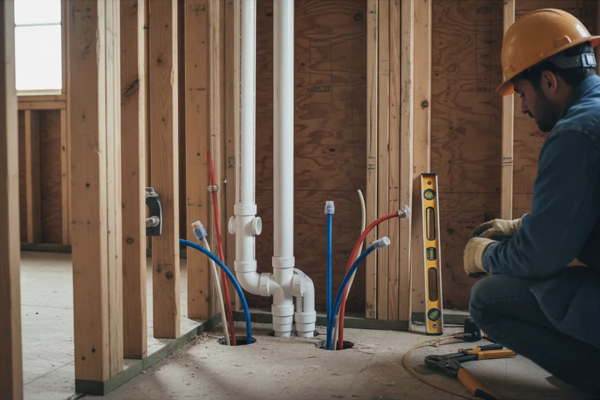 Drain and supply rough-in during Drain Cleaning in Louisville